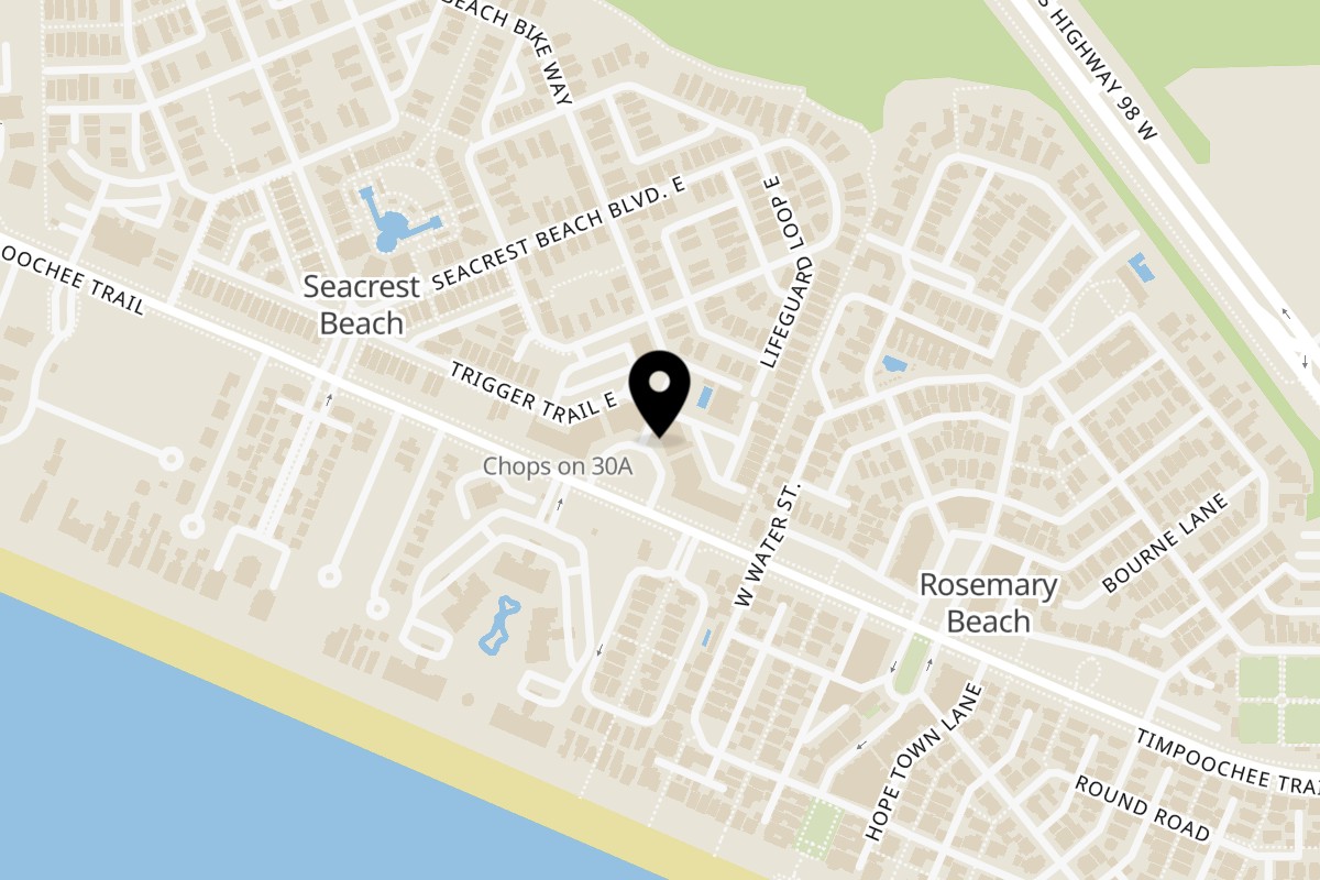 Map showing the location of Pizza by the Sea Seacrest Beach on 10343 E County Hwy 30A UNIT 114 in Inlet Beach