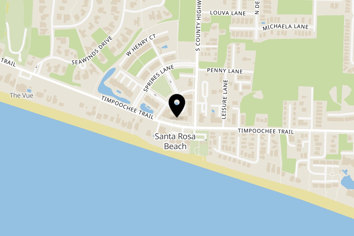 Map showing the location of Pizza by the Sea Gulf Place on 95 Laura Hamilton Blvd in Santa Rosa Beach